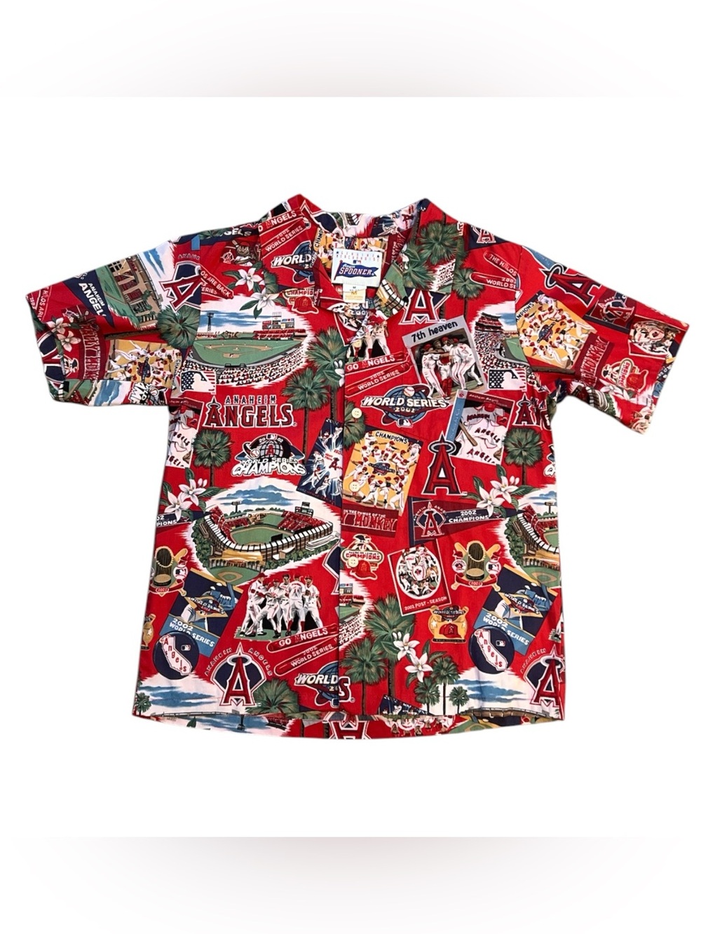 Reyn Spooner Youth M 10-11 Anaheim Angels 2002 World Series Aloha Shirt MLB